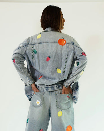 Handpainted Fruit Denim Jacket